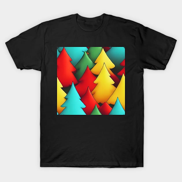 Christmas Tree Watercolor Geometric Design T-Shirt by VintageFlorals